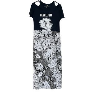 Rock Me Pearl Jam up-cycled navy blue & white maxi dress